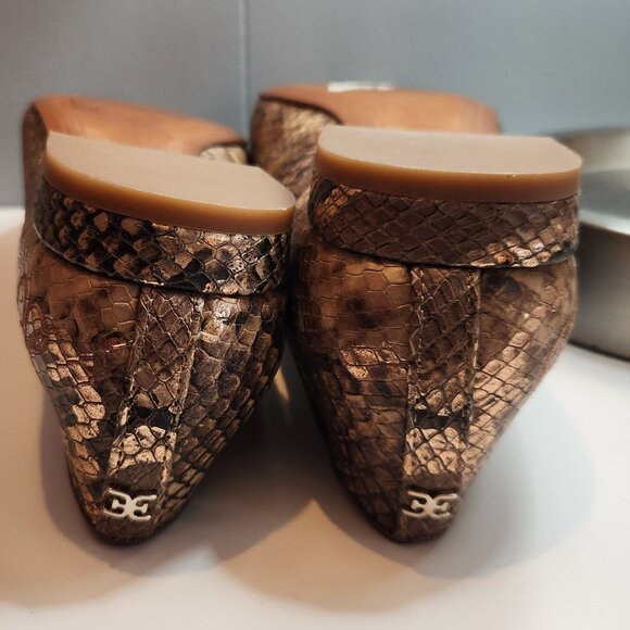 Sam Edelman Jordy Metallic Snakeskin Python Loafers Slip-On Shoes - Picture 7 of 10